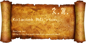 Kolacsek Márton névjegykártya