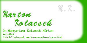 marton kolacsek business card